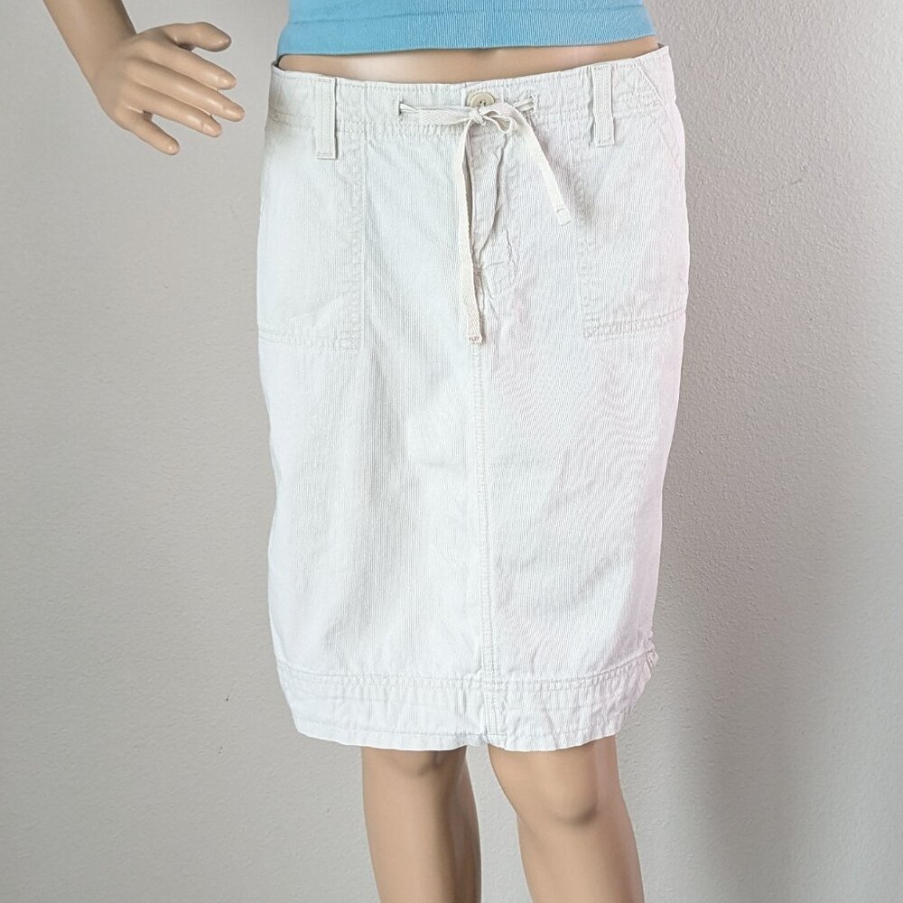 Hydraulic Skirt 9/10 Cream Waist Tie Drawstring Cotton Side-Vents Pockets Y2K